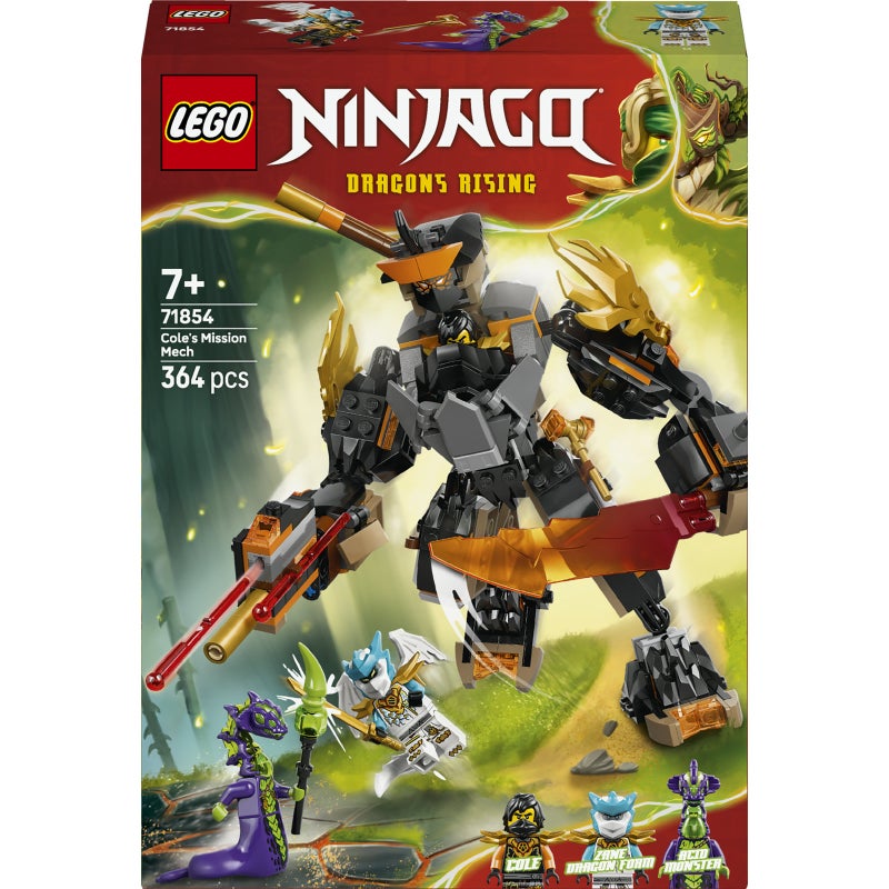 LEGO NINJAGO Cole’s Mission Mech & Dragon Zane 71854 Building Toy Set (364 Pieces) - Image 2